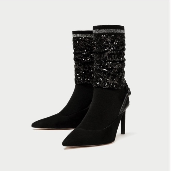 Zara sequin sock sing back shoes - Picture 1 of 7